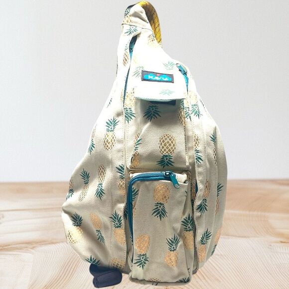 KAVU Mini Rope Bag Cozy Den Print Canvas Crossbody Sling Backpack NWT - Picture 2 of 9